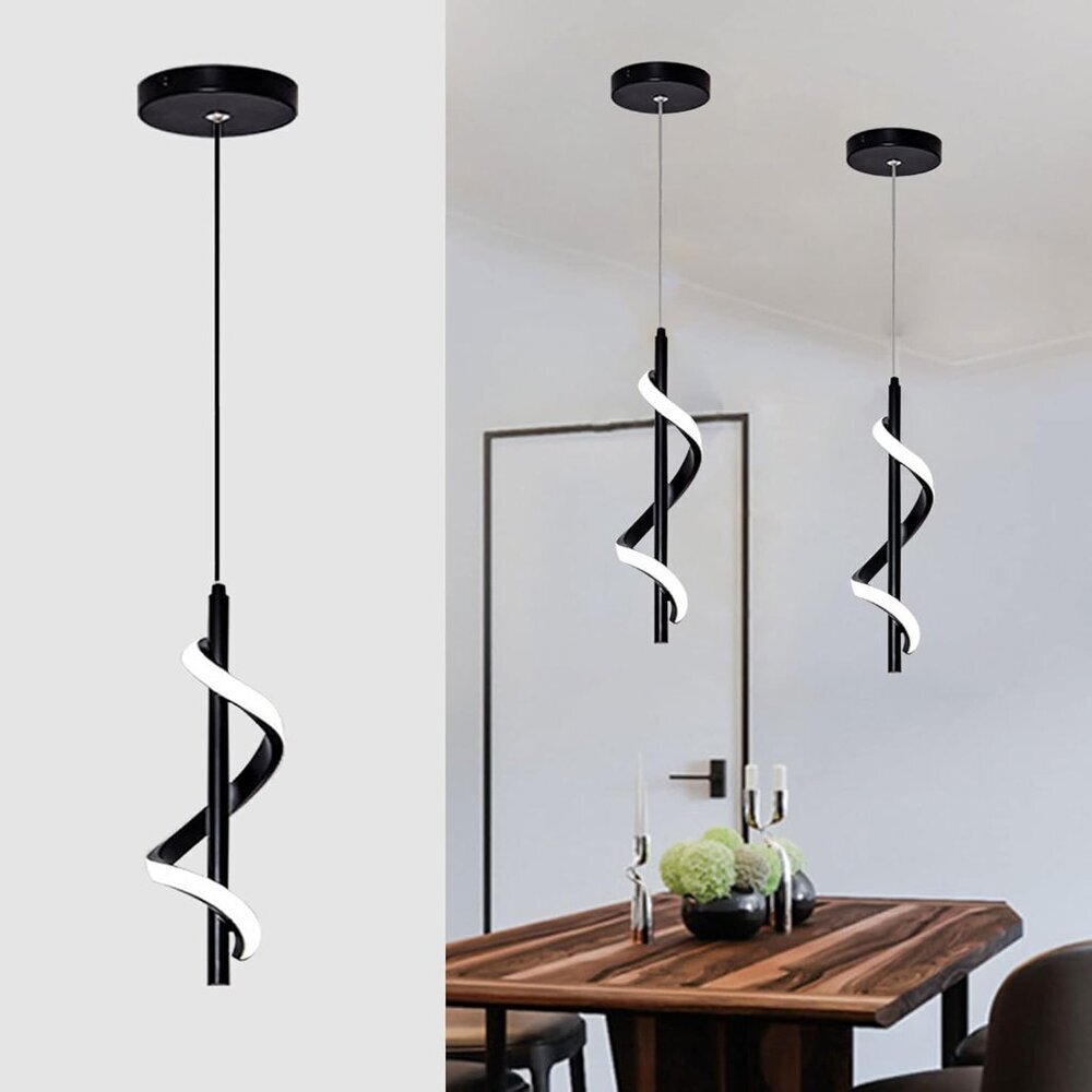 13W Modern Spiral Led Pendant Light Fixture, Cold White 5500K Minimalist Integra